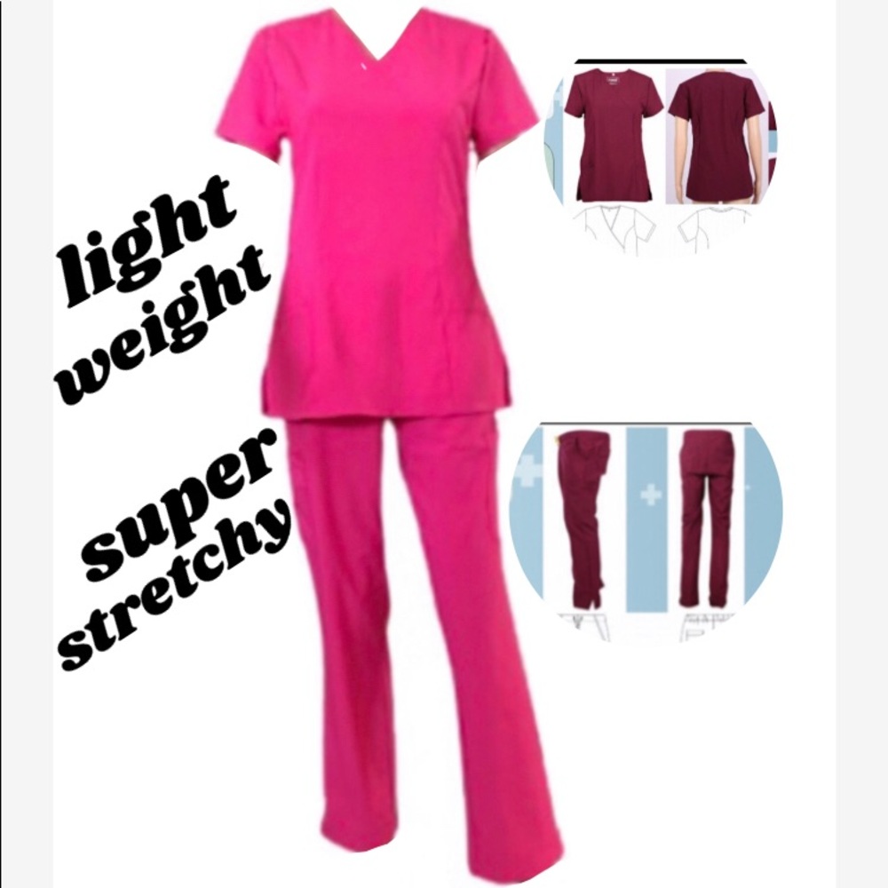 009 C/S Scrub Set Stretchable Bright Pink XLARGE